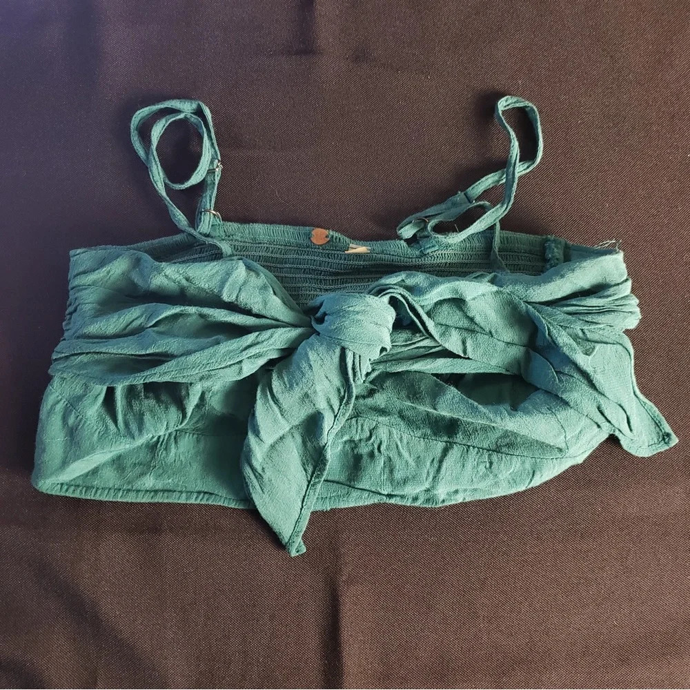 Free People Palermo Green Tie‎ Front Tank Top - Picture 2 of 7